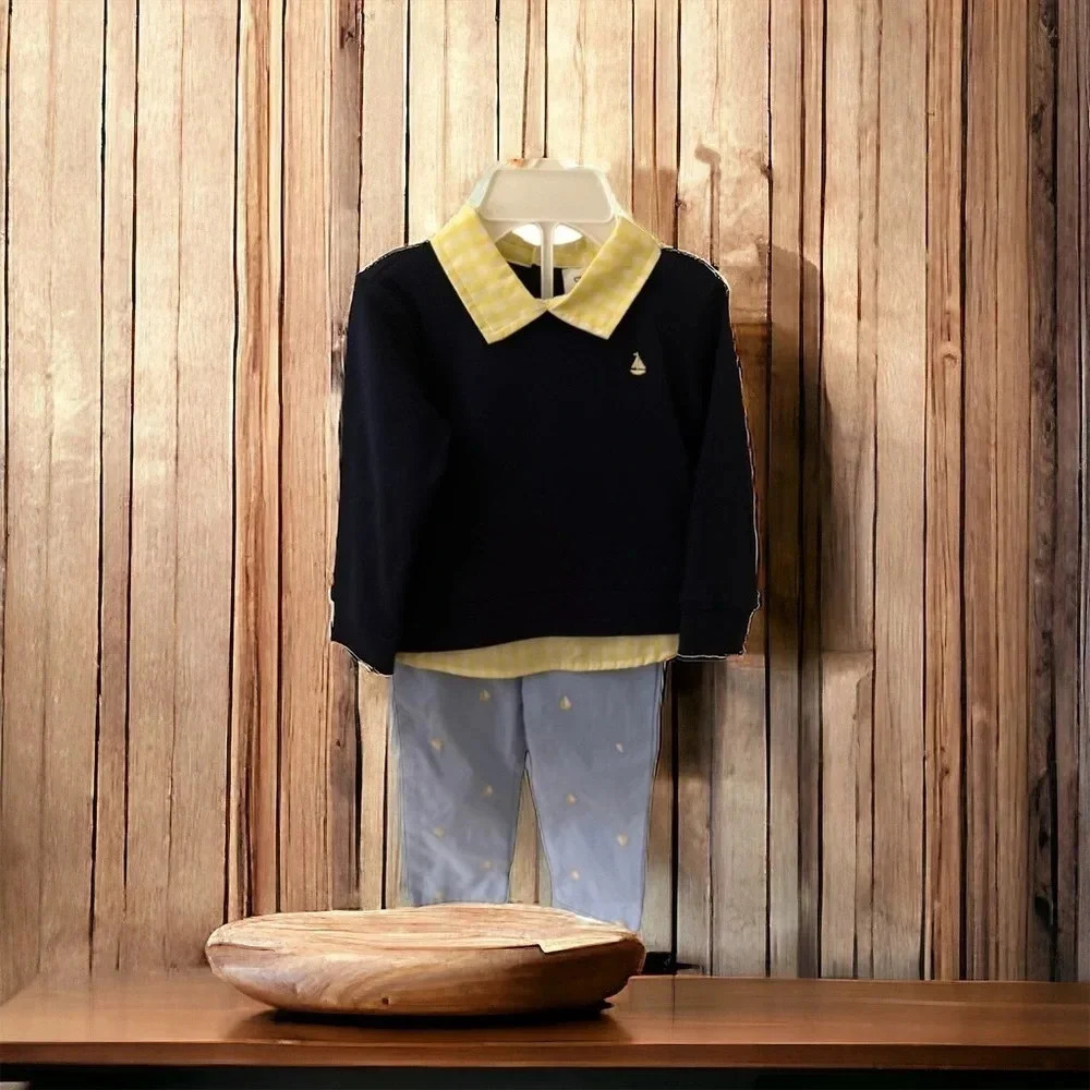 🆕  12m Crown & Ivy Baby Boys Woven and Knit Pullover Set